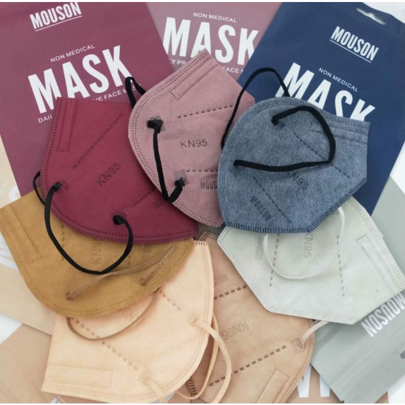 Masker Kn95 5ply MOUSON Kn 95 5 ply Mask ORIGINAL Warna-Warni 1 Pack Isi 10pcs Kf94 EVO