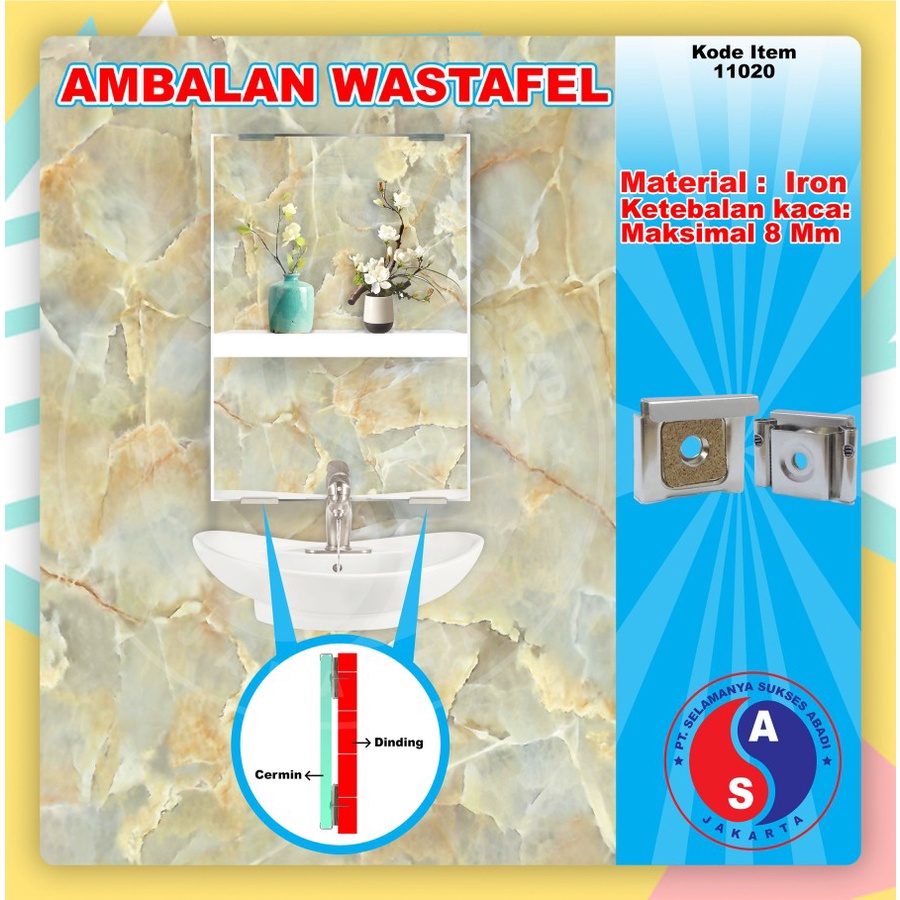 Plat Pigura Ambalan Kaca Wastafel SC6680 Tahanan Kaca Wastafel / 70077