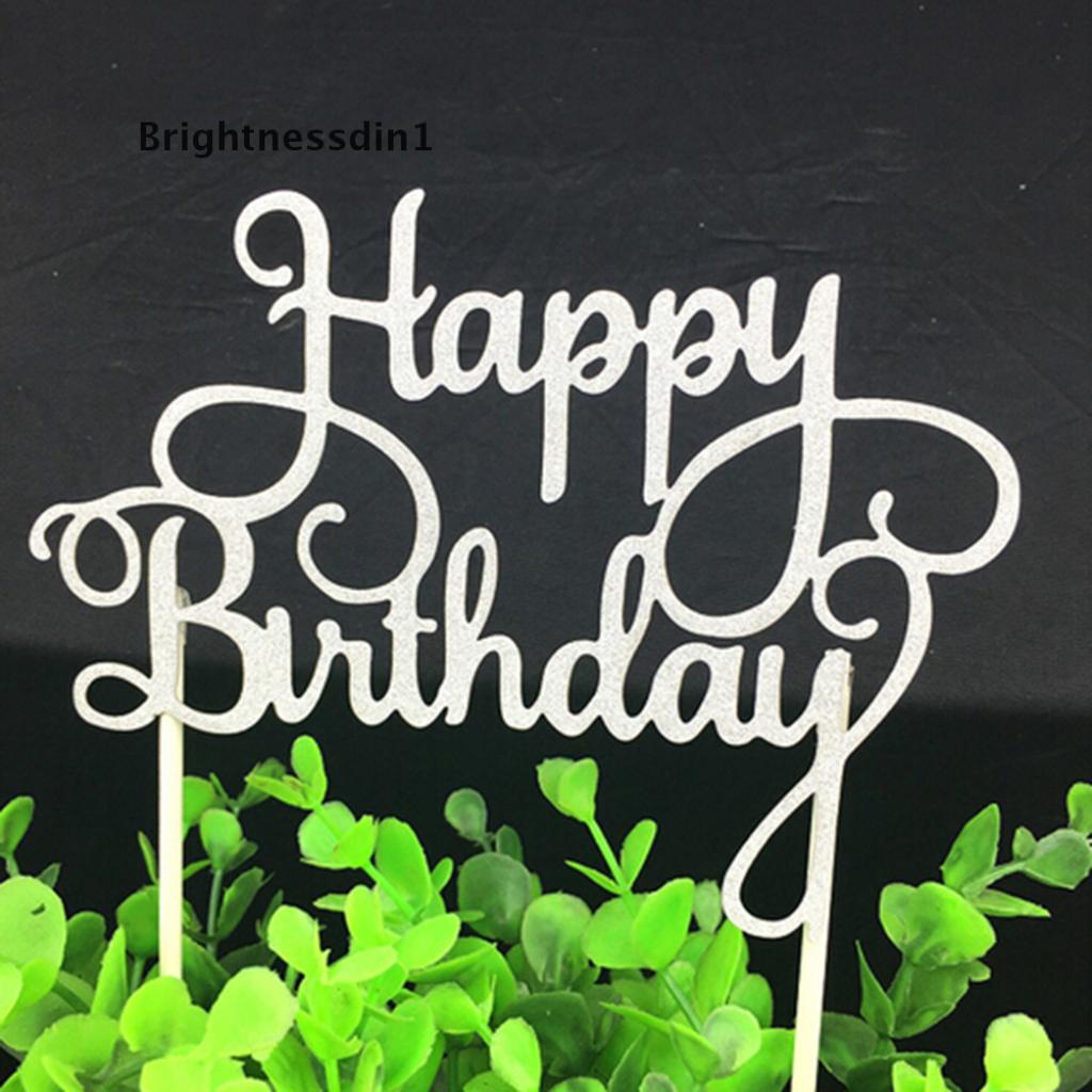 [Brightnessdin1] Gold Silver Cake Topper Happy Birthday Party Supplies Decorations #