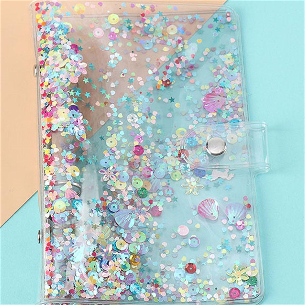 Agustinina Cover Notebook Transparan Perlengkapan Kantor Map Binder Planner Cover Jurnal Cover A5 A6 Glitter Sequin Cover