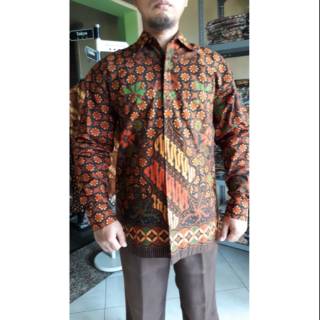  Baju  kemeja batik  pria  eksklusif  lengan  panjang  lapis 