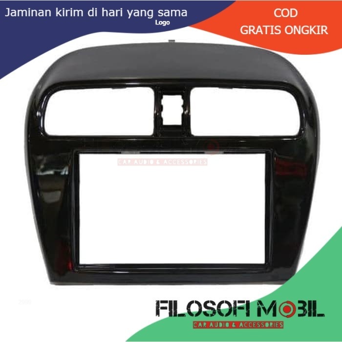Frame Audio Panel head Unit Mobil Mitsubishi Mirage 2012 - FM