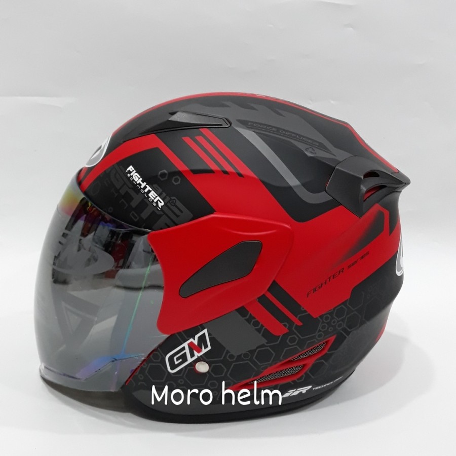 helm gm fighter motif 911 red doff silver