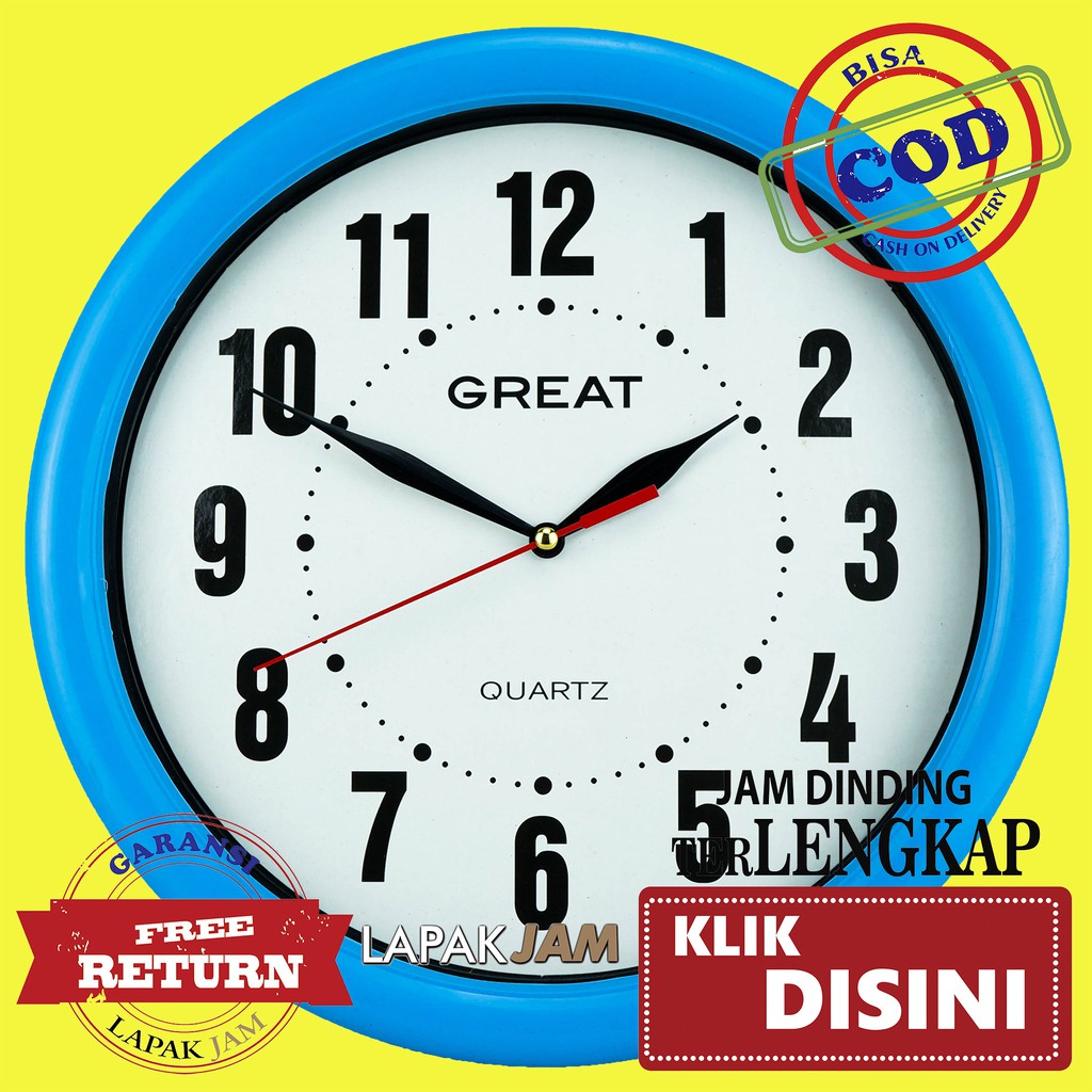 Jam Dinding  Custom Great 777 warna  Putih  Hitam Merah Biru  