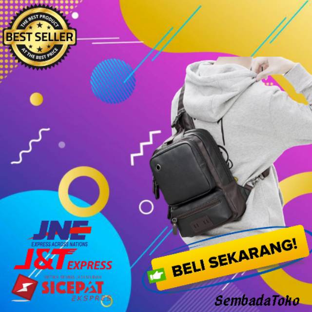 Tas Selempang Kulit Pria Tas Slempang Besar 2080 - Cokelat
