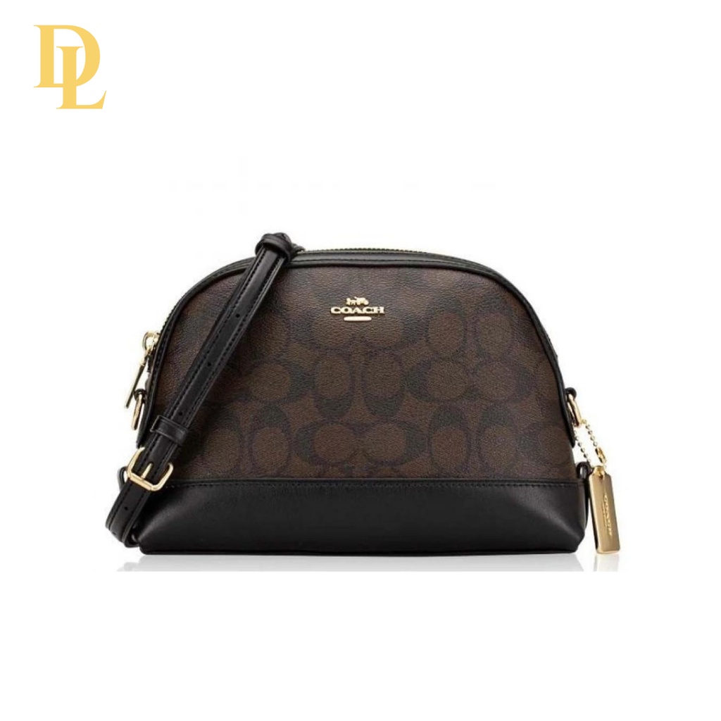 Coach Dome Crossbody Shoulder Signature Canvas Classic Brown Black (F76674)