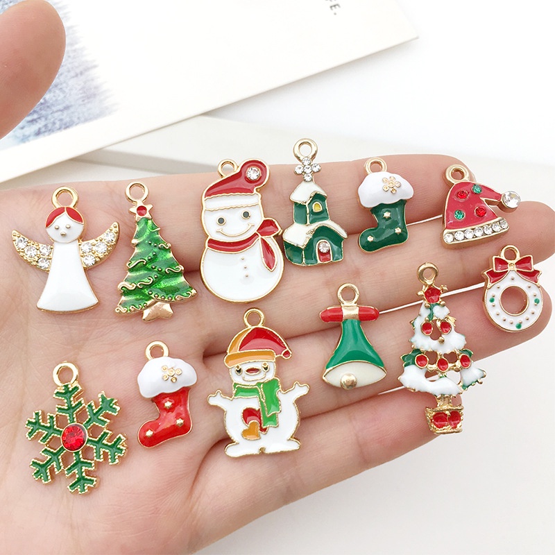 [19PCS  Enamel  DIY  Christmas Charms Xmas Tree decorations for  Christmas Festival Home Party ]