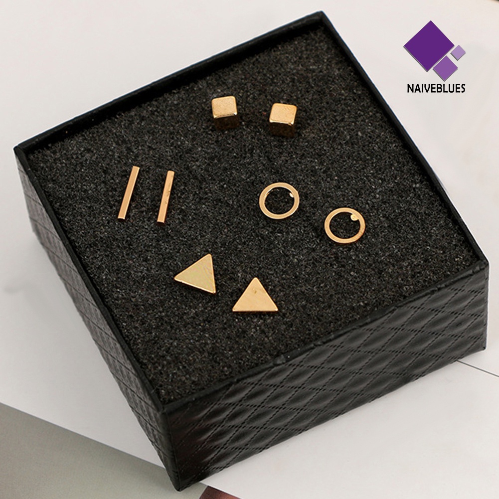 8pcs / Set Anting Stud Bentuk Geometri Persegi Segitiga Untuk Hadiah Wanita