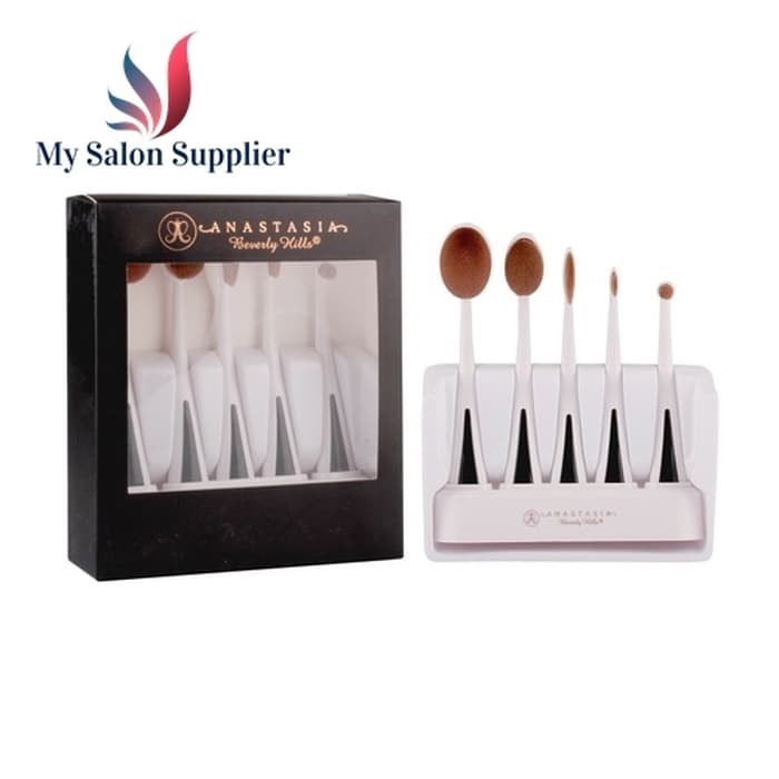 Kuas Oval Make Up Brush Set isi 5 Putih Merk