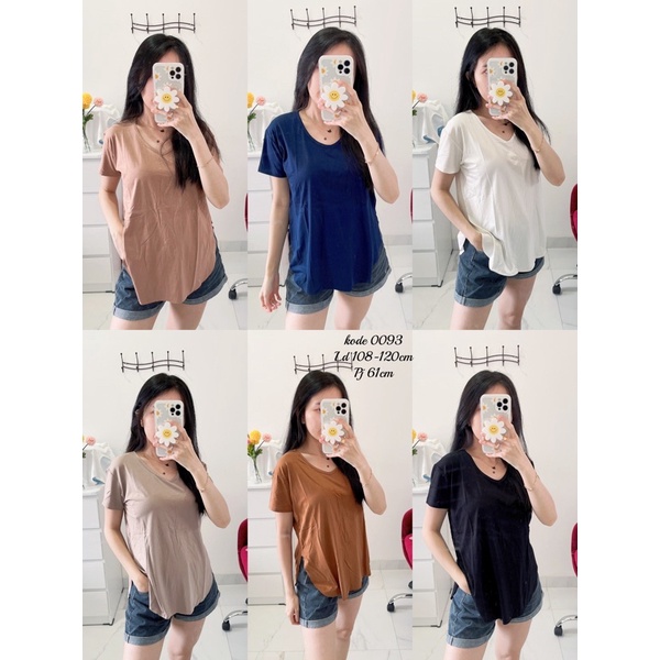 kaos oversize polos wanita murah,atasan overisize vneck polos wanita model 753belah samping import