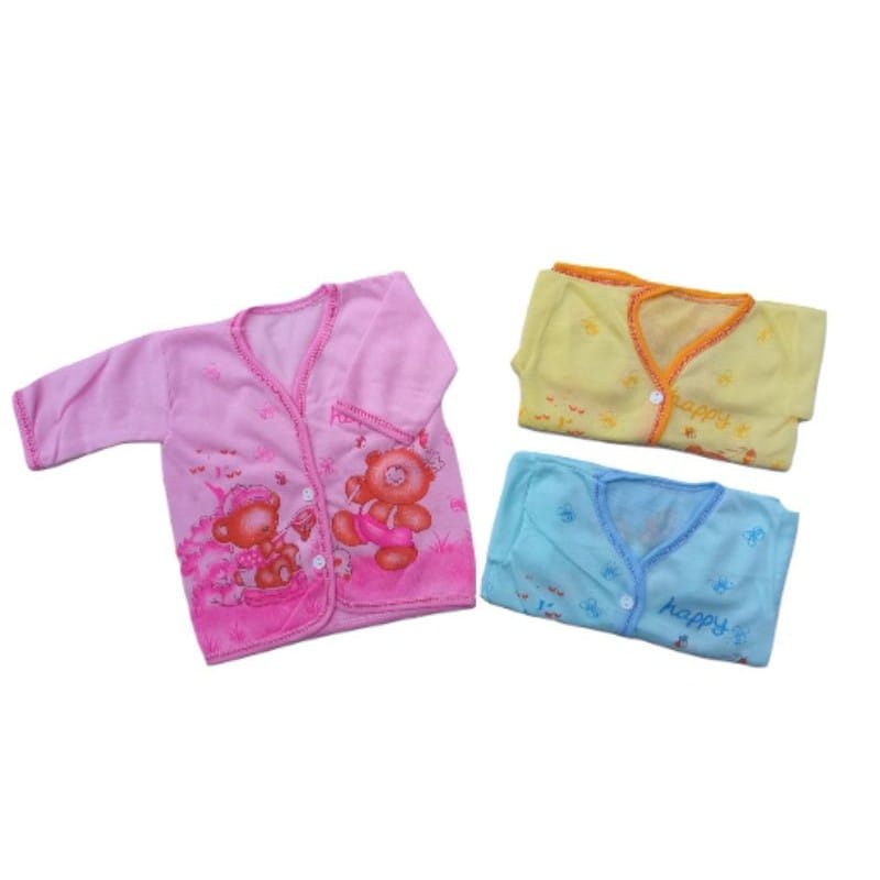 6 PIECES Baju Bayi Lengan Panjang  Warna Bahan PE/ Atasan Bayi Panjang Warna Motif / Baju Bayi Panjang Warna Polos Bordir Harga Grosir TERMURAH BONITO-2