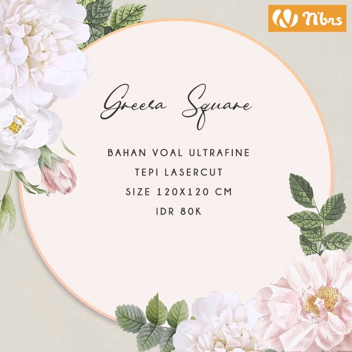 Nibras Hijab Greesa Square Bahan Voal Ultrafine Jilbab Segi Empat Polos Jilbab Wanita Muslimah
