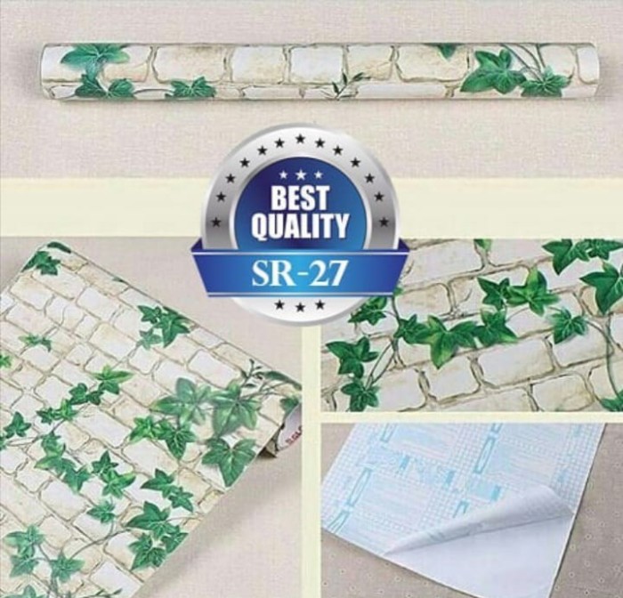 Wallpaper Dinding Sticker 3D Bata Putih Daun Walpaper Stiker Murah