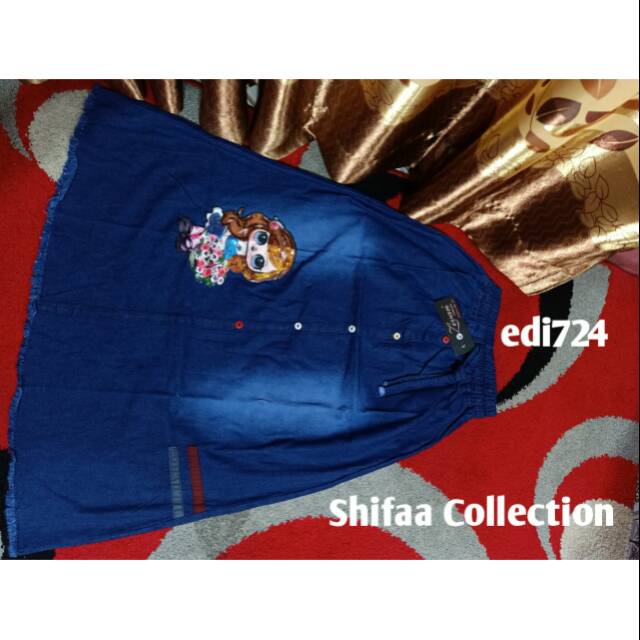 Rok Jeans Anak / Rok Panjang / Rok Anak Perempuan Karekter Boneka LED size M. L. XL