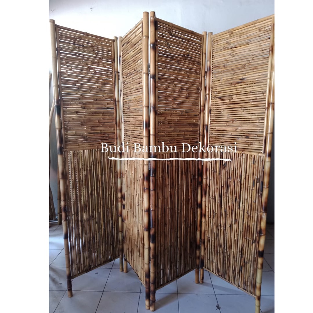 Jual PARTISI PENYEKAT RUANGAN MINIMALIS FULL BAMBU 4 LEMBAR MURAH ...