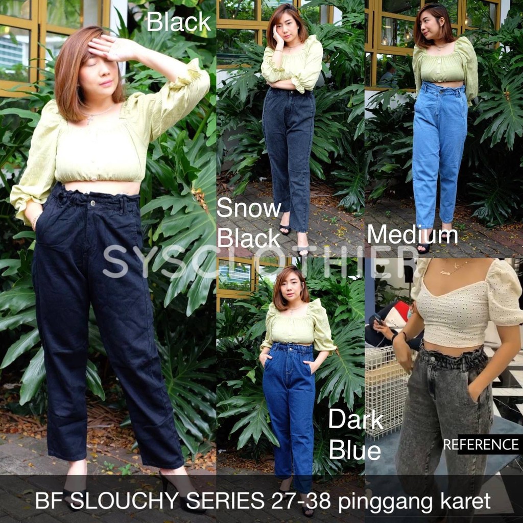 CELANA JEANS WANITA BF SLOUCHY  + BELT SERIES (SZ 35-38 BELT HEART)