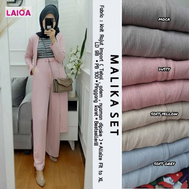 Malika set/baju setelan cewek remaja/baju malika set/sweater set/rajut setelan sweater