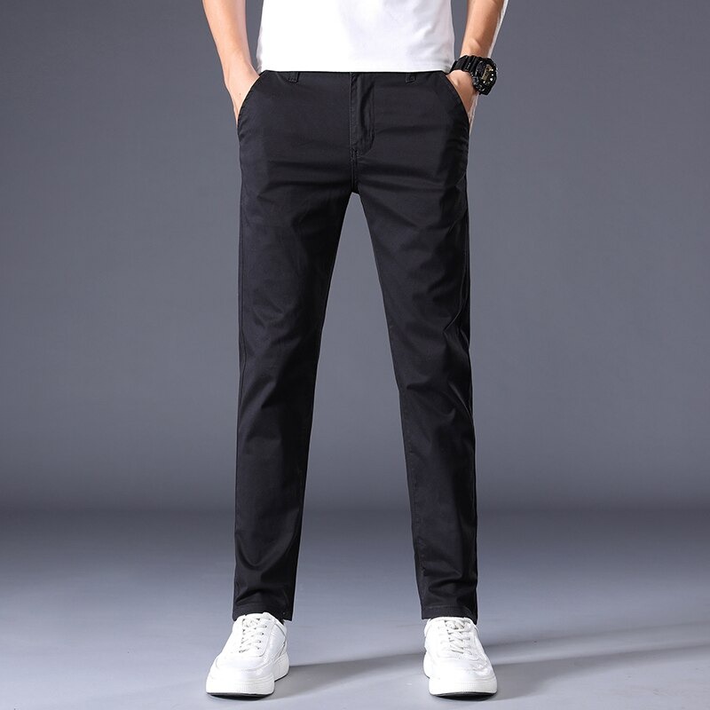 CELANA PANJANG CHINO PRIA SLIMFIT HITAM BLACK SOLID TWILL COTTON PREMIUM