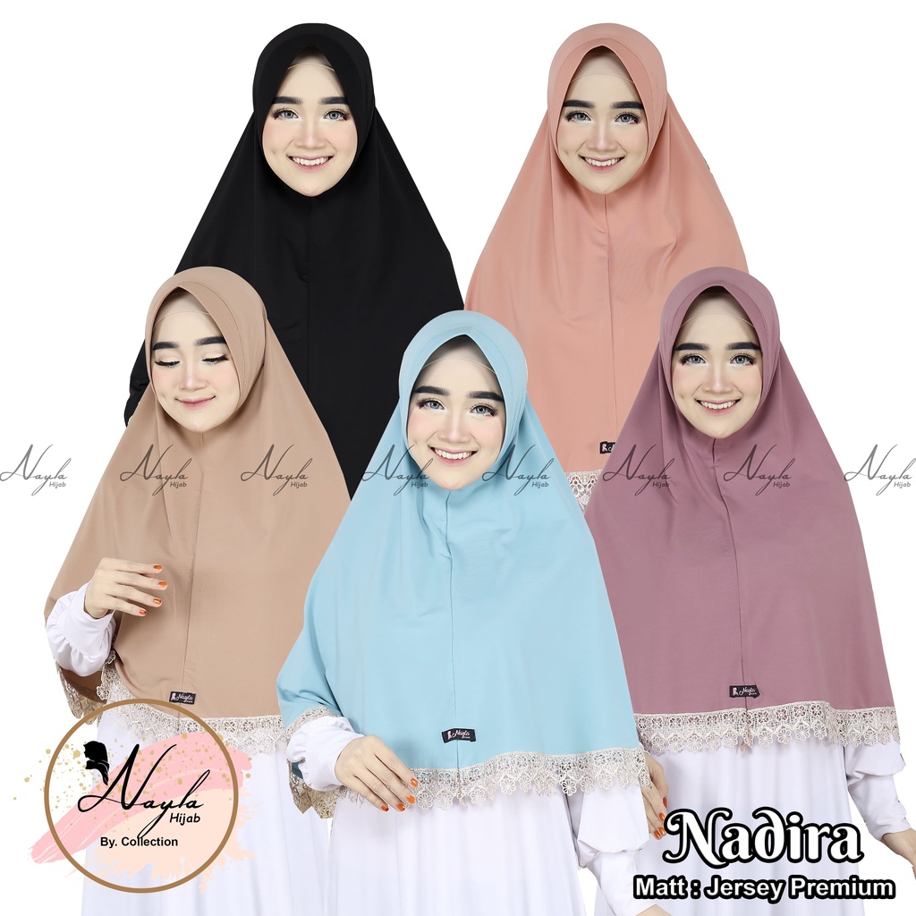 Jilbab Instan Jersey Terbaru Khimar Jersey Jumbo Renda Nadira Jilbab Bergo termurah  Nayla Hijab