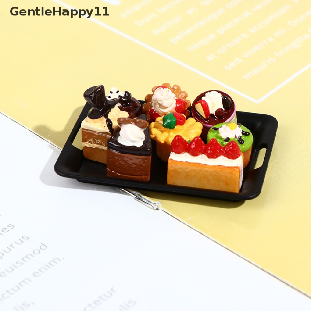 Gentlehappy Mainan Miniatur Kue 1 / 12 + 8 Cake Untuk Aksesoris Dapur Rumah Boneka