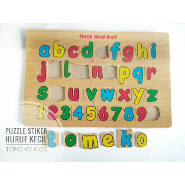Puzzle Stiker: huruf besar, huruf kecil, angka, hijaiyah