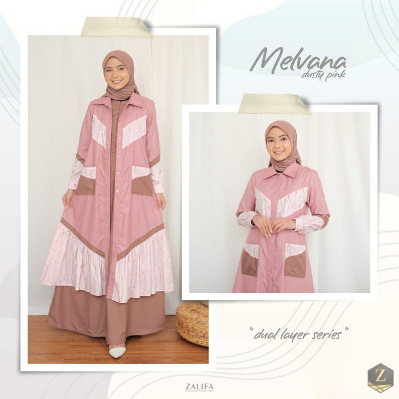 MELVANA DRESS DUSTYPINK DUAL LAYER SERIES ORIGINAL BY ZALIFA