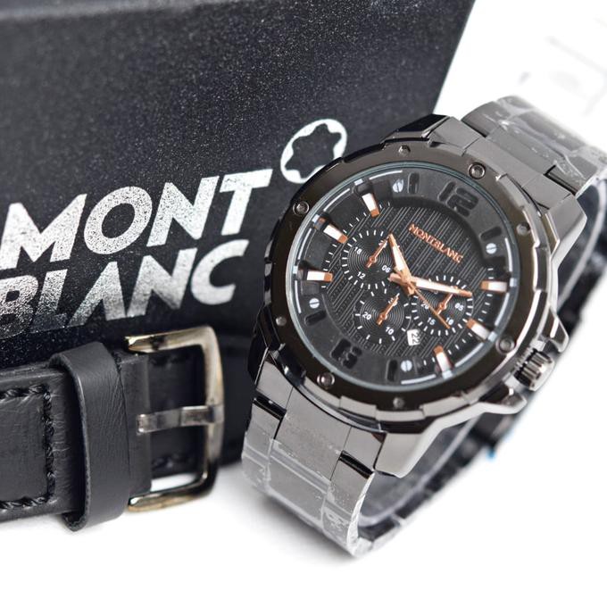 PROMO JAM TANGAN MONTBLANC PAKET SK58HB RANTAI BLACK + LEATHER BLACK TERMURAH