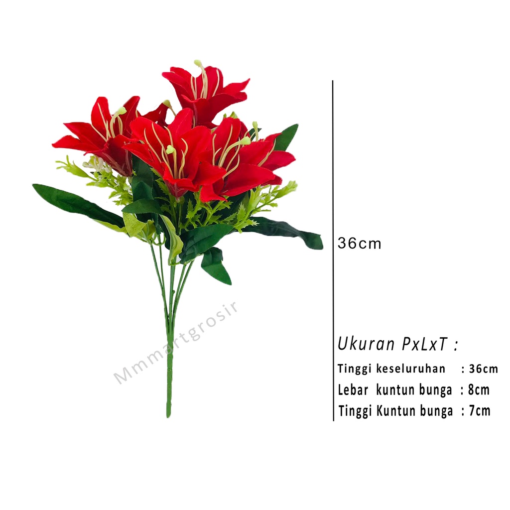 Bunga Lily/ Bunga lily lateks artifisial/ bunga tangkai plastik / Bunga hias