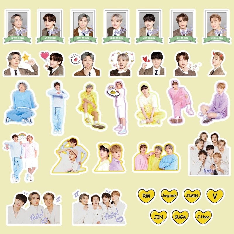 76pcs / Pak Stiker Desain BTS Butter Festa 8th Anniversary Untuk Album Ponsel / Notebook / Koper