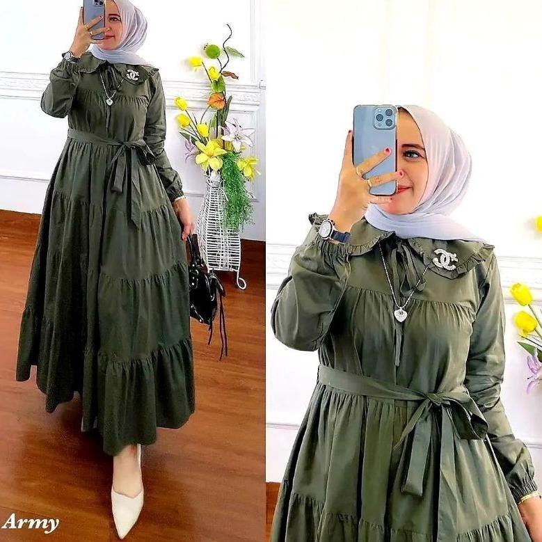 Amora Dress Maxi Rayon Wanita Free Belt Baju Wanita Trend Kekinian2022 Pakaian Muslim Wanita Butik B