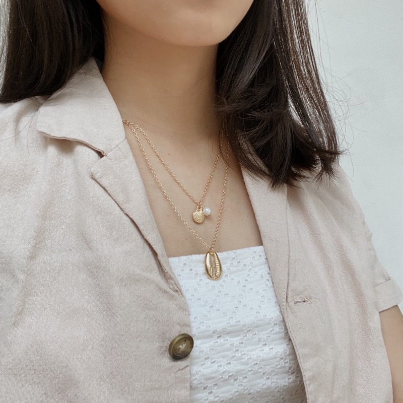 Kalung Rantai Layer / Kalung Aesthetic / Aksesoris Kalung Wanita Korea Necklace Impor