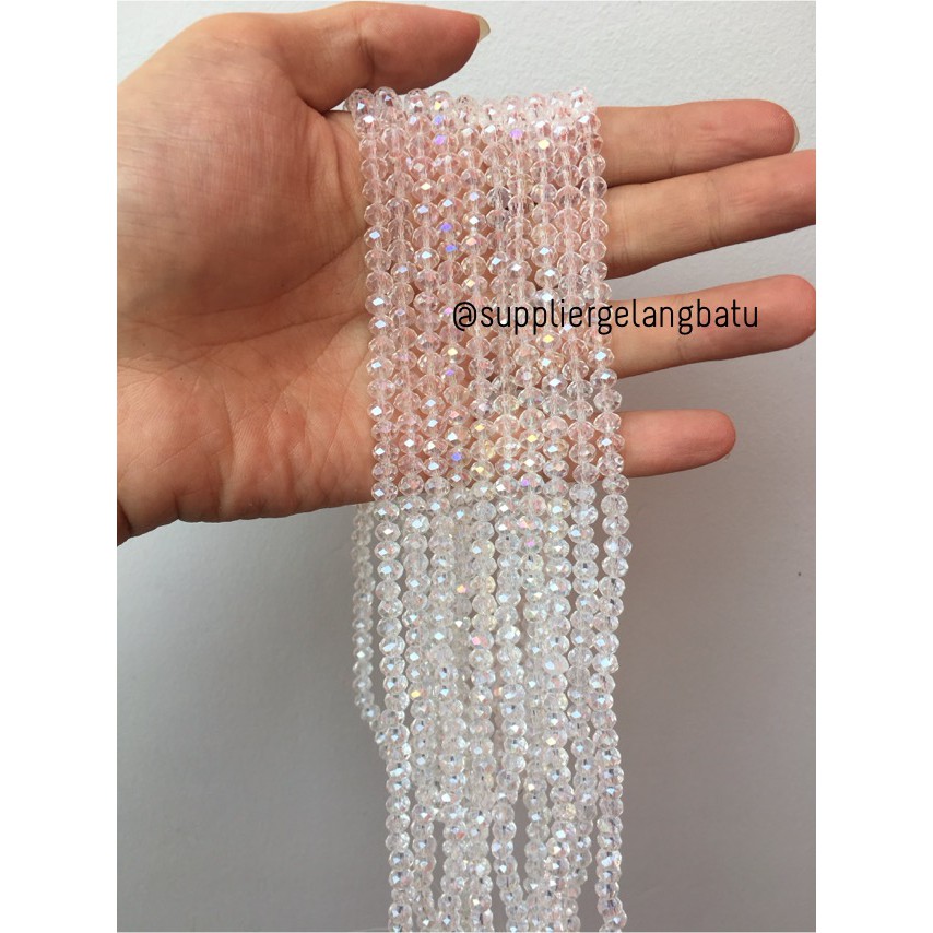 Kristal Ceko 6mm WHITE QUARTZ metalik bahan beads manik bapao rondel aksesoris craft fashion model