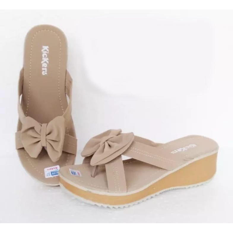 Sandal Wanita Wedges Tali Kupu-kupu Kickers | Sandal Casual | Sandal Branded