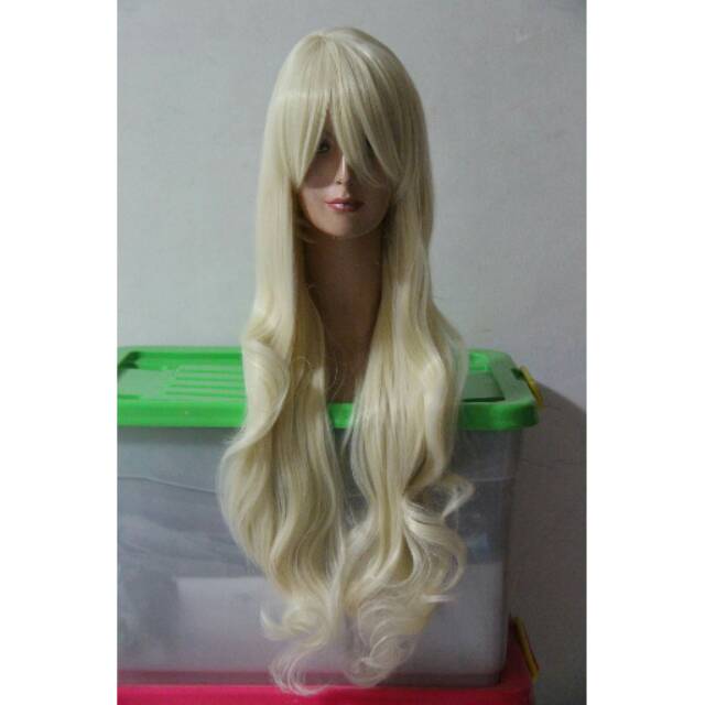 Wig base cosplay wavy curly pale blonde / wig barbie