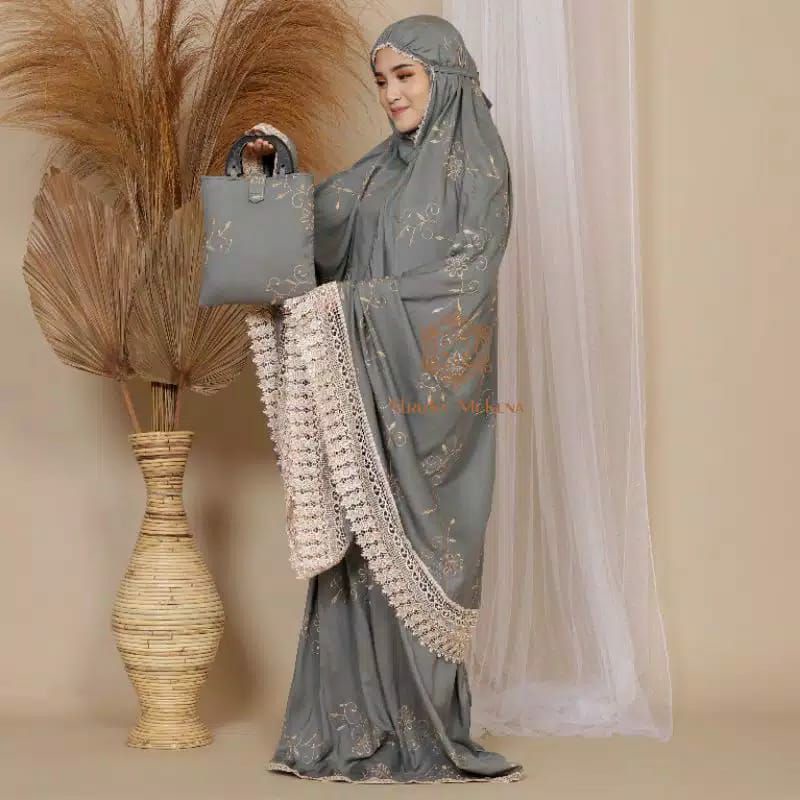 Mukena Dewasa Gracella Full Bordir Bunga Teratai Mewah Dan Elegan