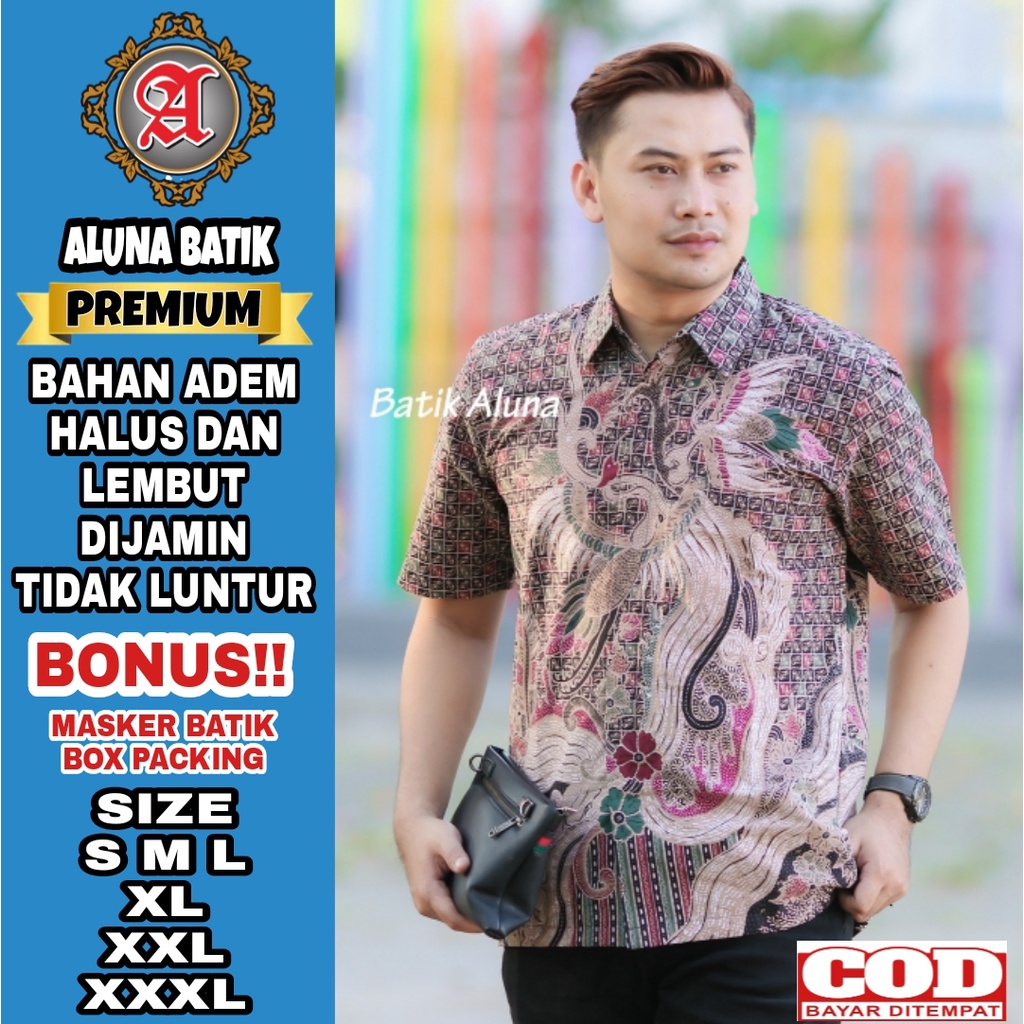 Baju Batik Pria Premium Lengan Pendek Full Furing Batik Solo Pekalongan Dewasa Batik Reguler Batik A