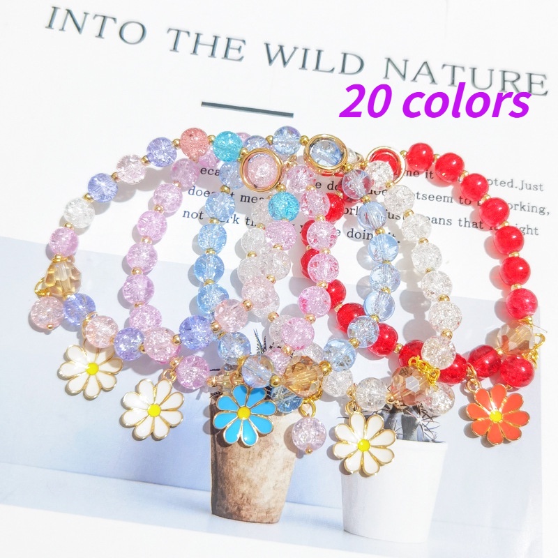 Korean Crystal Daisy Flower Tassel Bracelet Women Girl Bracelets Jewelry Accessories