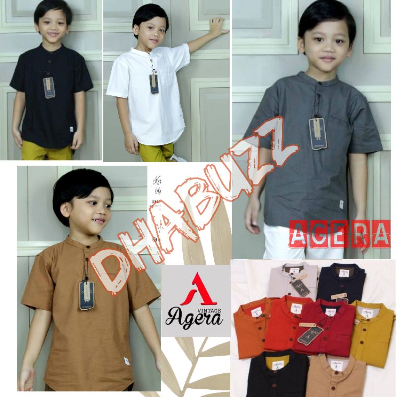 BAJU KURTA KEMEJA KOKO KEMKO ANAK LAKI LAKI LENGAN PENDEK  KATUN ORIGINAL TERBARU AGERA JUNIOR 2