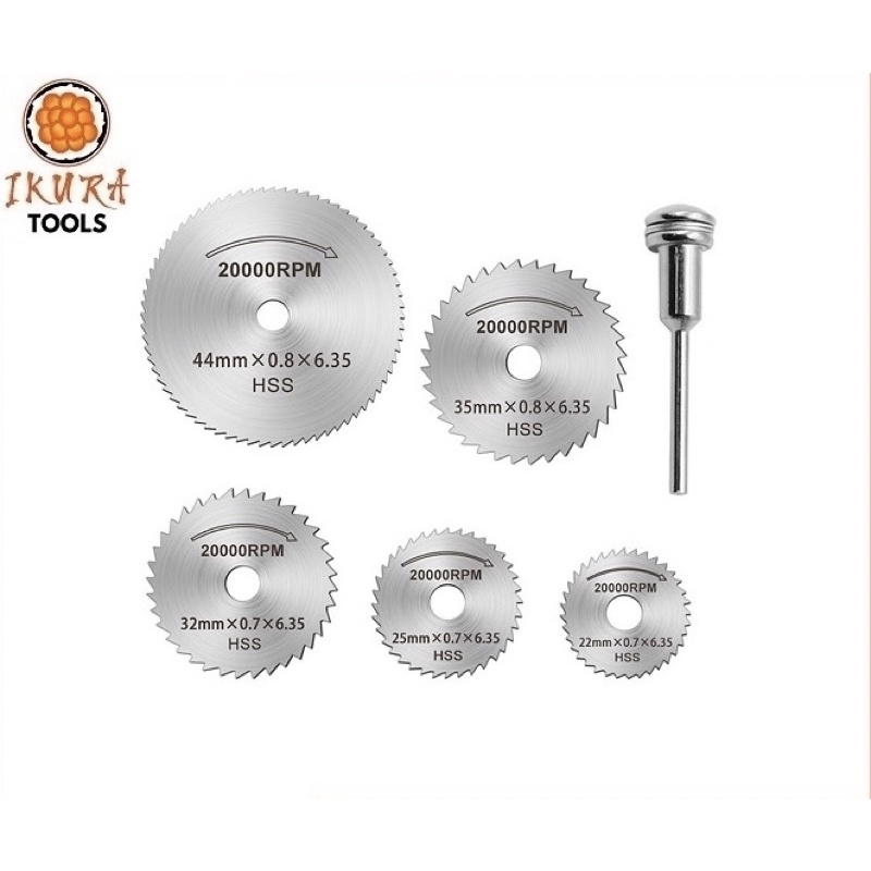 IKURA MC201 Mini Cutting HSS 6Pcs Mata Gergaji Circular Saw Blade Disc Grinder Gerinda Potong Set Bor 6 Pcs MC-201