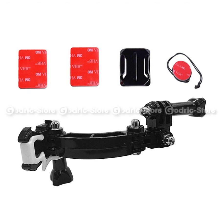 Helm Chin Set Mount for MotoVlog Action Cam Gopro Yi Osmo Brica Mounting