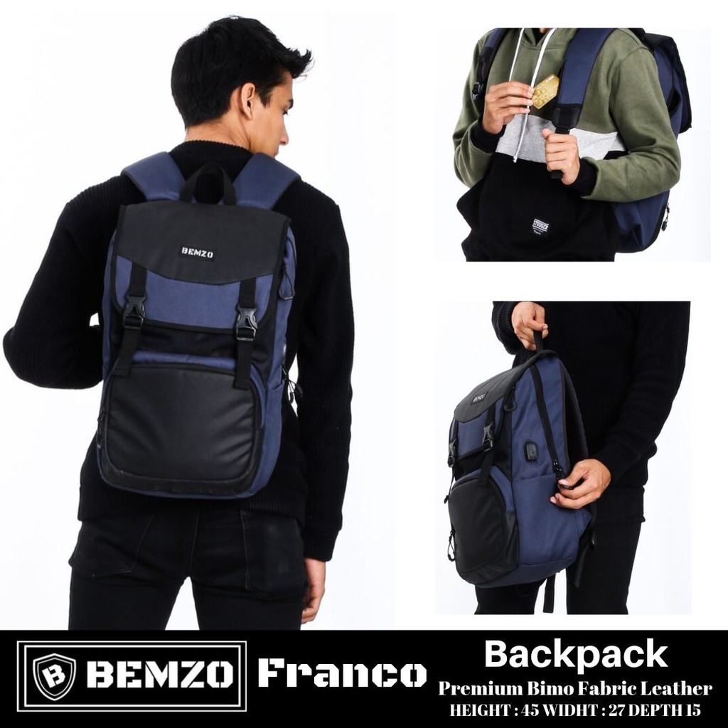 BEMZO FRANCO - Ransel Pria - Backpack - Tas Laptop 15 - Tas Kuliah - Sekolah - Kerja - BIker