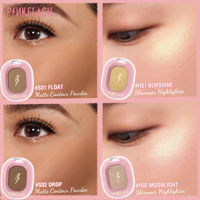 PINKFLASH Soft Pigment Face Contour Highlighter Shimmer Pink Flash OhMyShow BPOM PF-F02 (KIM)