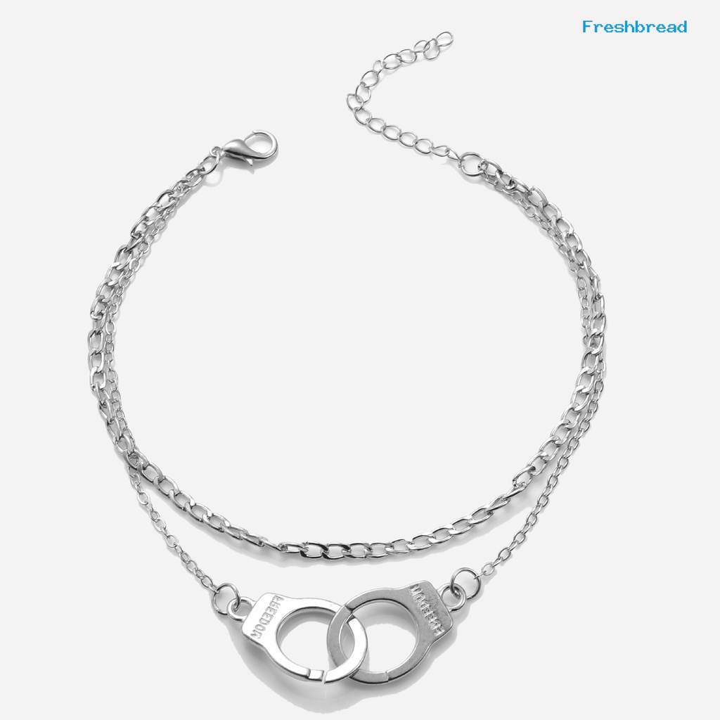 Terlaris Handcuffs Dangle Freedom Letter Women Anklet Alloy Extension Chain Adjustable Beach Anklet Foot Jewelry