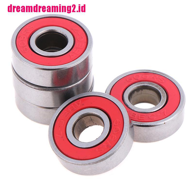 （✔✔❤5pcs Bola Bearing ABEC-7 608RS Warna Merah Ukuran 8x22 X 7mm Untuk Skateboard