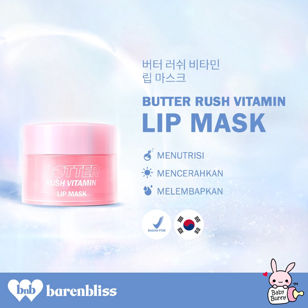 ❤ BELIA ❤ BARENBLISS Butter Rush Vitamin Lip Mask | Moisturizing Lip Balm | Lip Moist | Pelembab Bibir | BPOM