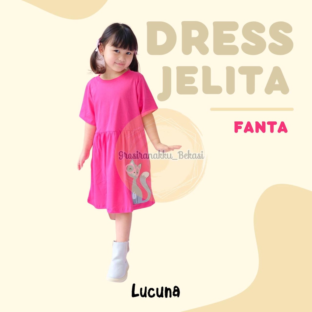 Dress Anak Jelita Lucuna Warna Fanta Size 1-5tahun