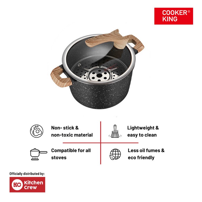 Cooker King Panci Casserole 22cm Non Stick Maifan Stone + Lid