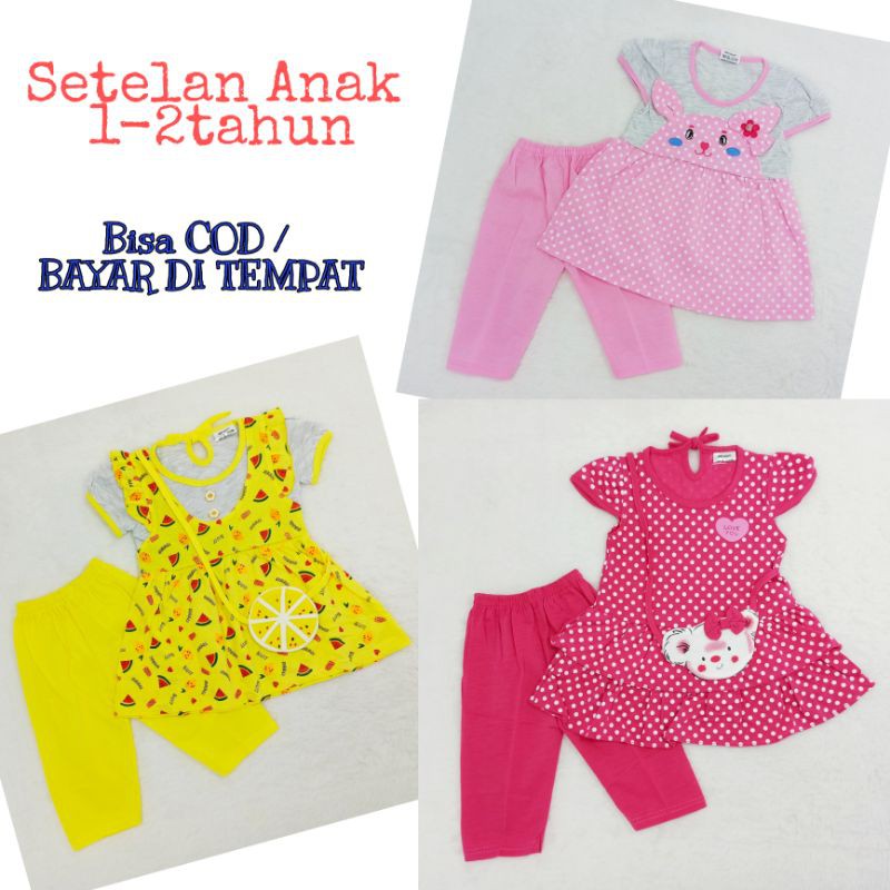 [Ss-1044] Setelan Anak Perempuan Size 1-2tahun, Baju Anak Lucu, Pakaian Anak Cewek