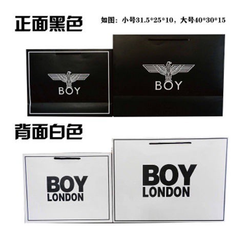 

T10 BOY LONDON Boy shopping bag fashion brand handbag bag Kraft paper bag Black paperboard packaging