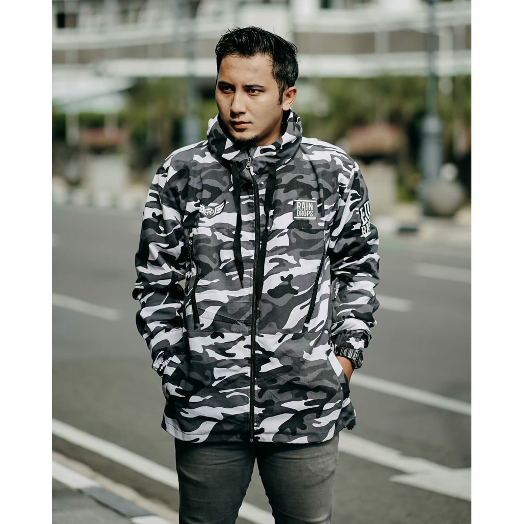 Jaket Camo Loreng Rain Drops Hoodie Zipper Terbaru